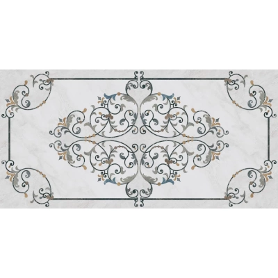 Керамогранит КМ Парнас белый декорированный лаппатированный обрезной 80x160x1