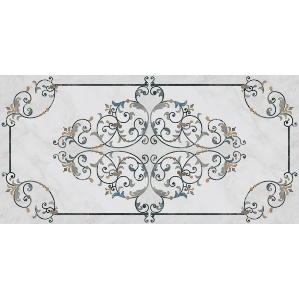 Керамогранит КМ Парнас белый декорированный лаппатированный обрезной 80x160x1